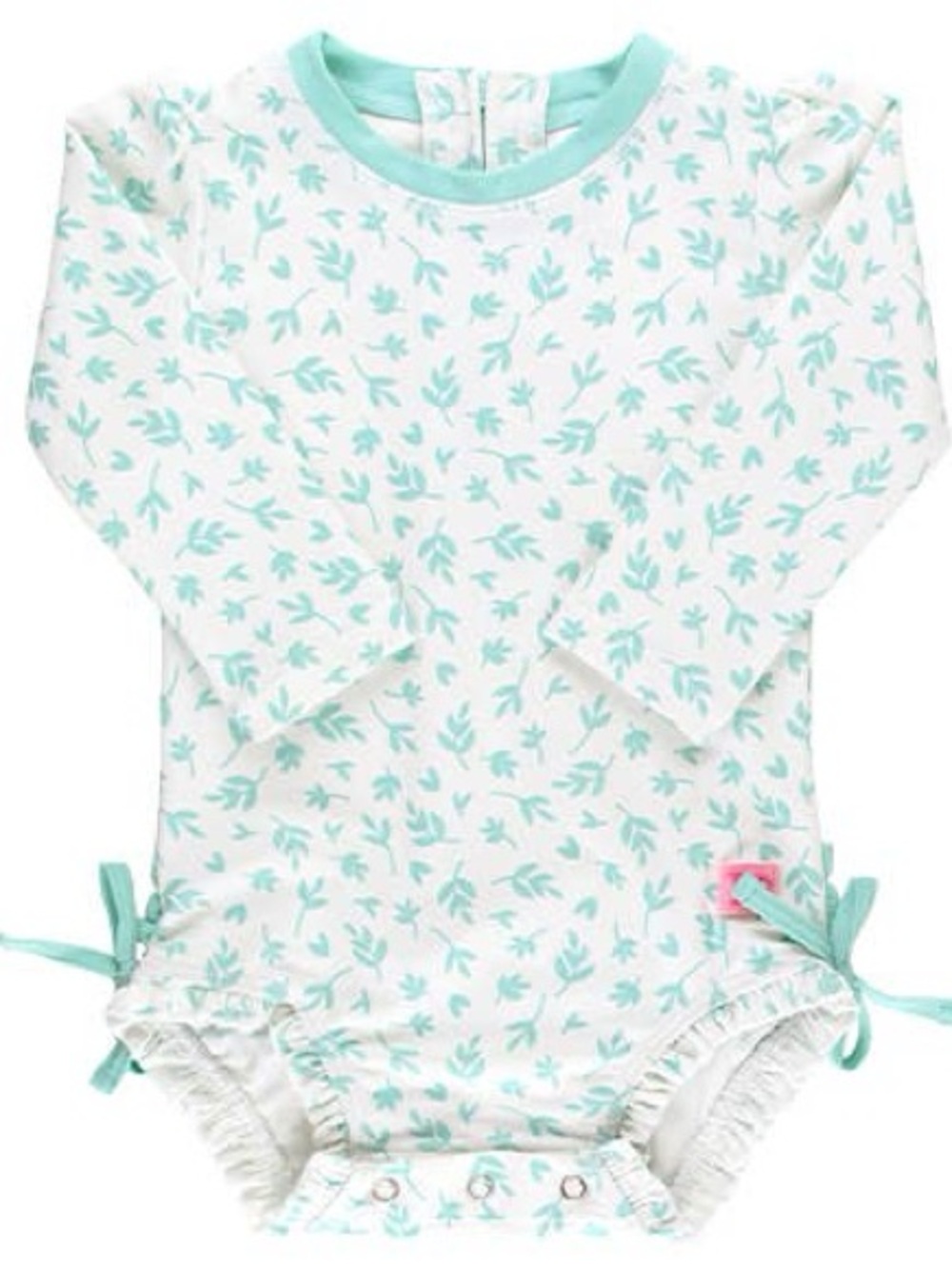 RuffleButts Whimsical Charm Long Sleeve One Piece Rash Guard swimsuit 3-6 mo